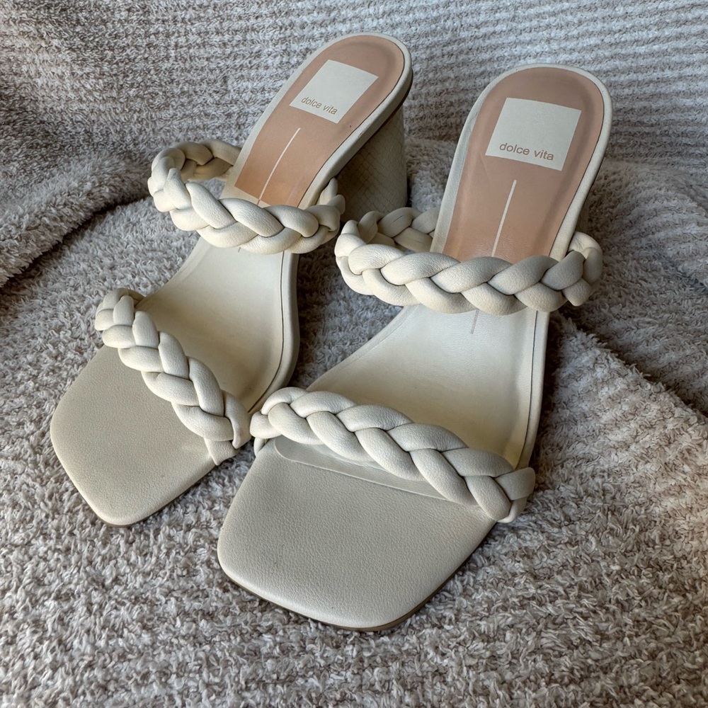 Dolce Vita Cream Braided Wedge Sandals